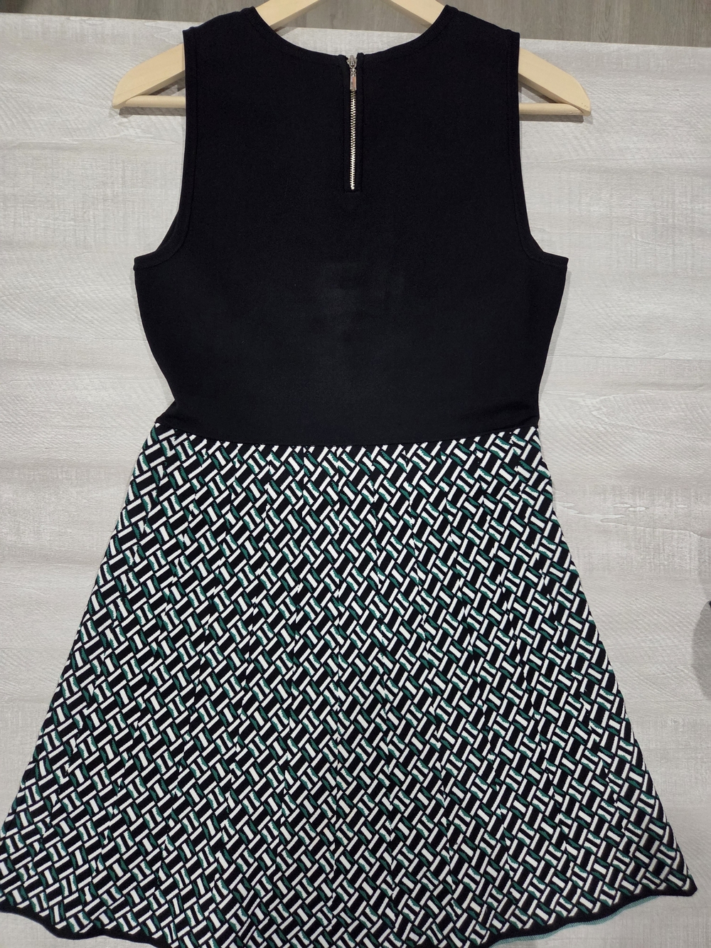 White House Black Market Black & White Textured Fit-and-Flare Mini Dress - Picture 8 of 10
